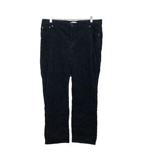 Woman Within Corduroy Pants Plus Size 18W Black Stretch Straight Leg Button Zip